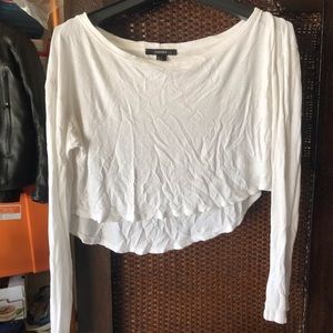 White cropped long sleeve tee
